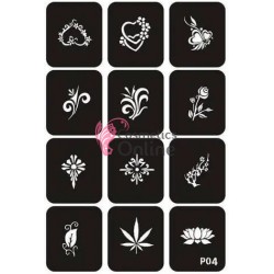 Sabloane de corp pentru tatuaje temporare Henna SHT029, set 12 bucati